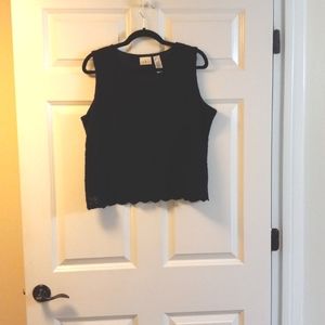 Villager Petite, A Liz Claiborne Co. Black Sleeveless Lace Top Size XL